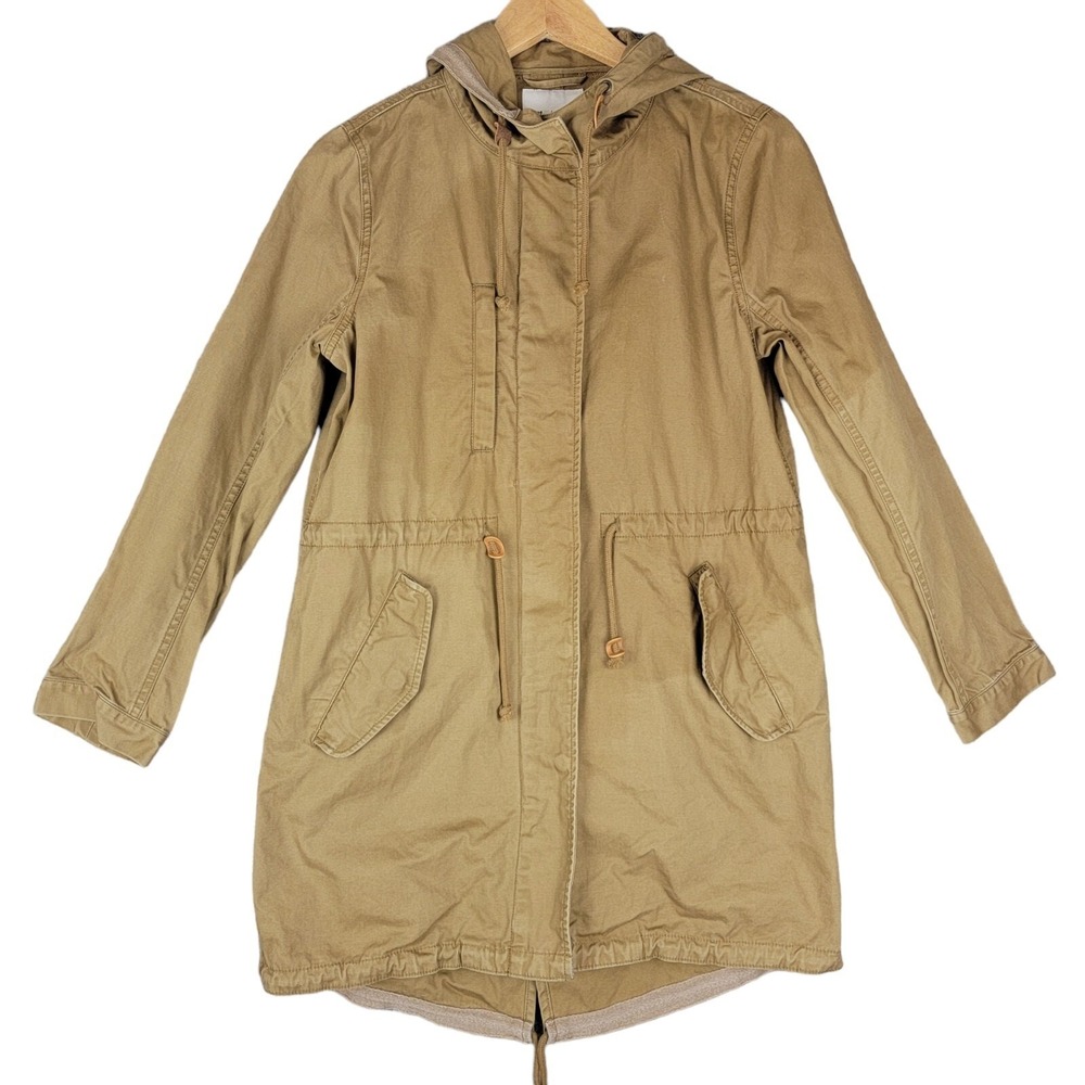 Madewell Women's Tan Tilden Military Jacket Hooded Long Sleeve Size‎ S READ!